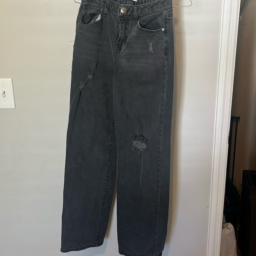 Black hi rise wide leg jeans